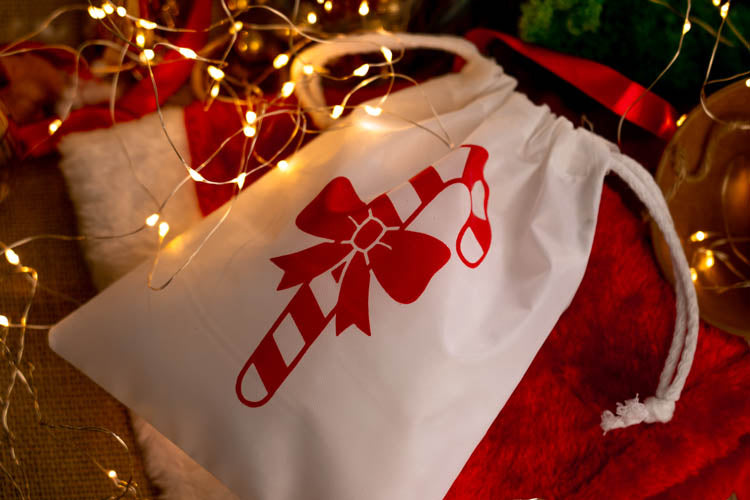 Woreczek poliestrowy świąteczny 16x21cm Laska Czerwona