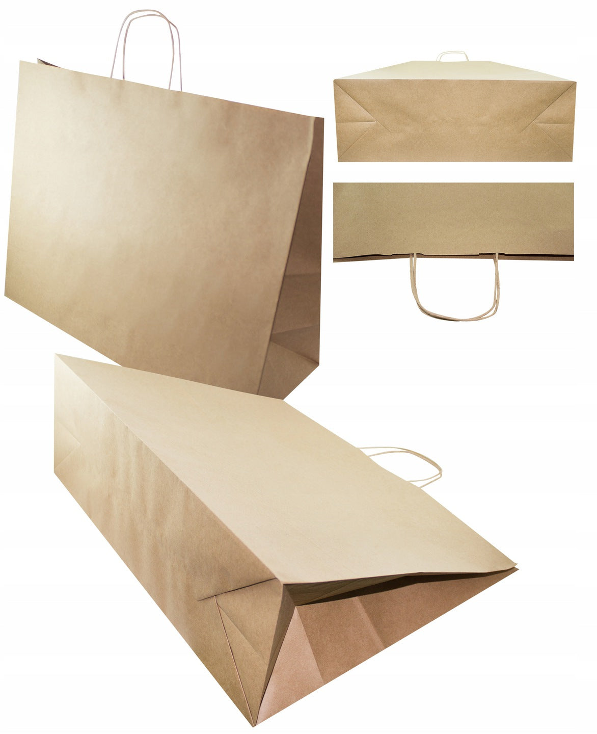 Torba papierowa 500x180x390mm z uchwytem skręcanym prążek Brązowa