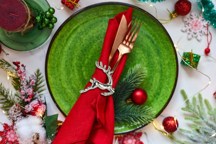 Obrączka na serwetki srebrny Renifer