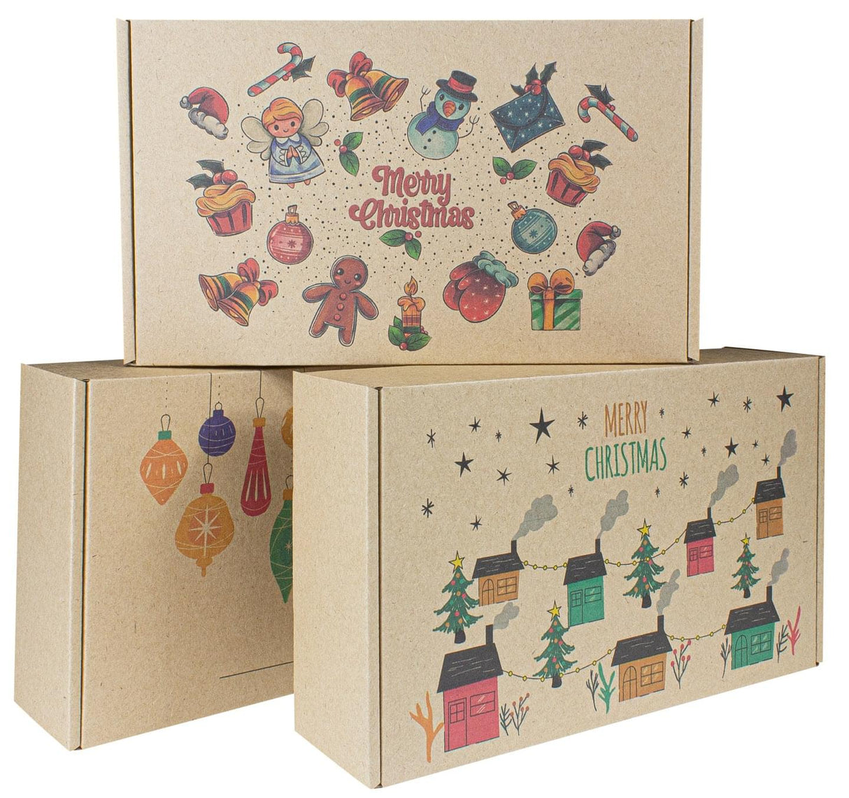 Kartony świąteczne prezentowe ZESTAW 3szt. MERRY CHRISTMAS
