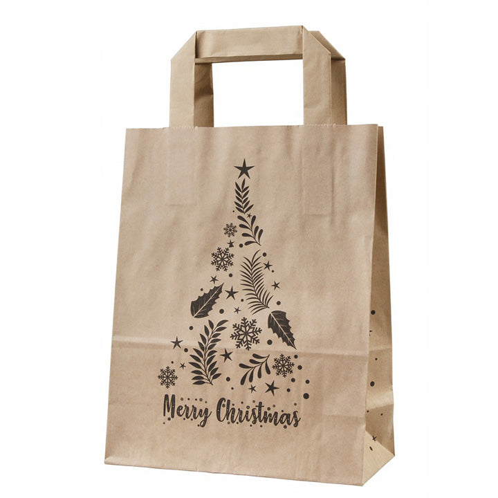 Torba papierowa świąteczna 180x80x230mm Merry Christmas Choinka