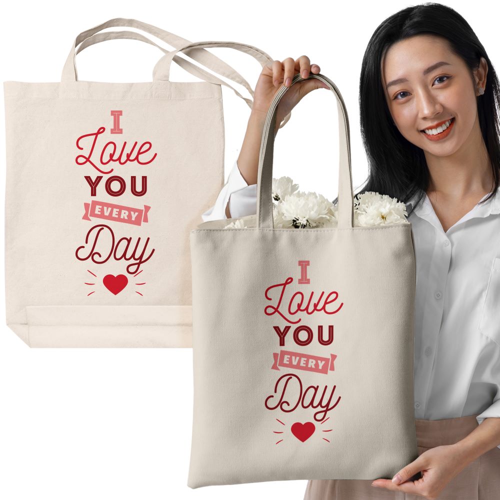 Torba bawełniana ecru I LOVE YOU EVERY DAY