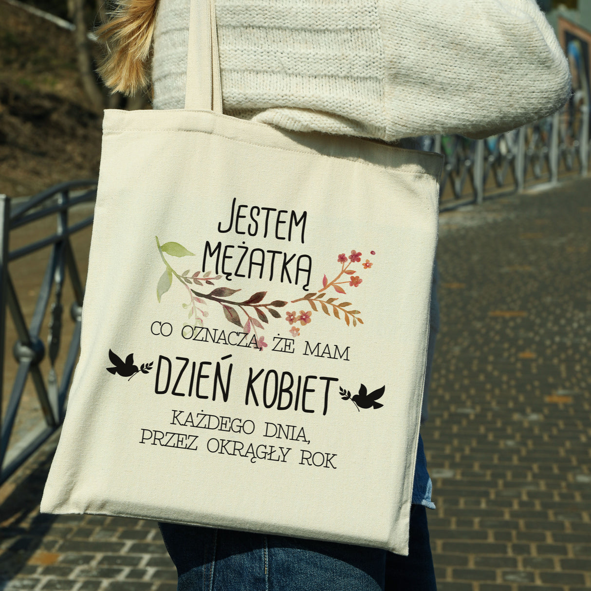 Torba bawełniana - nadruk CYFROWY - JESTEM MĘŻATKĄ- 380x420mm