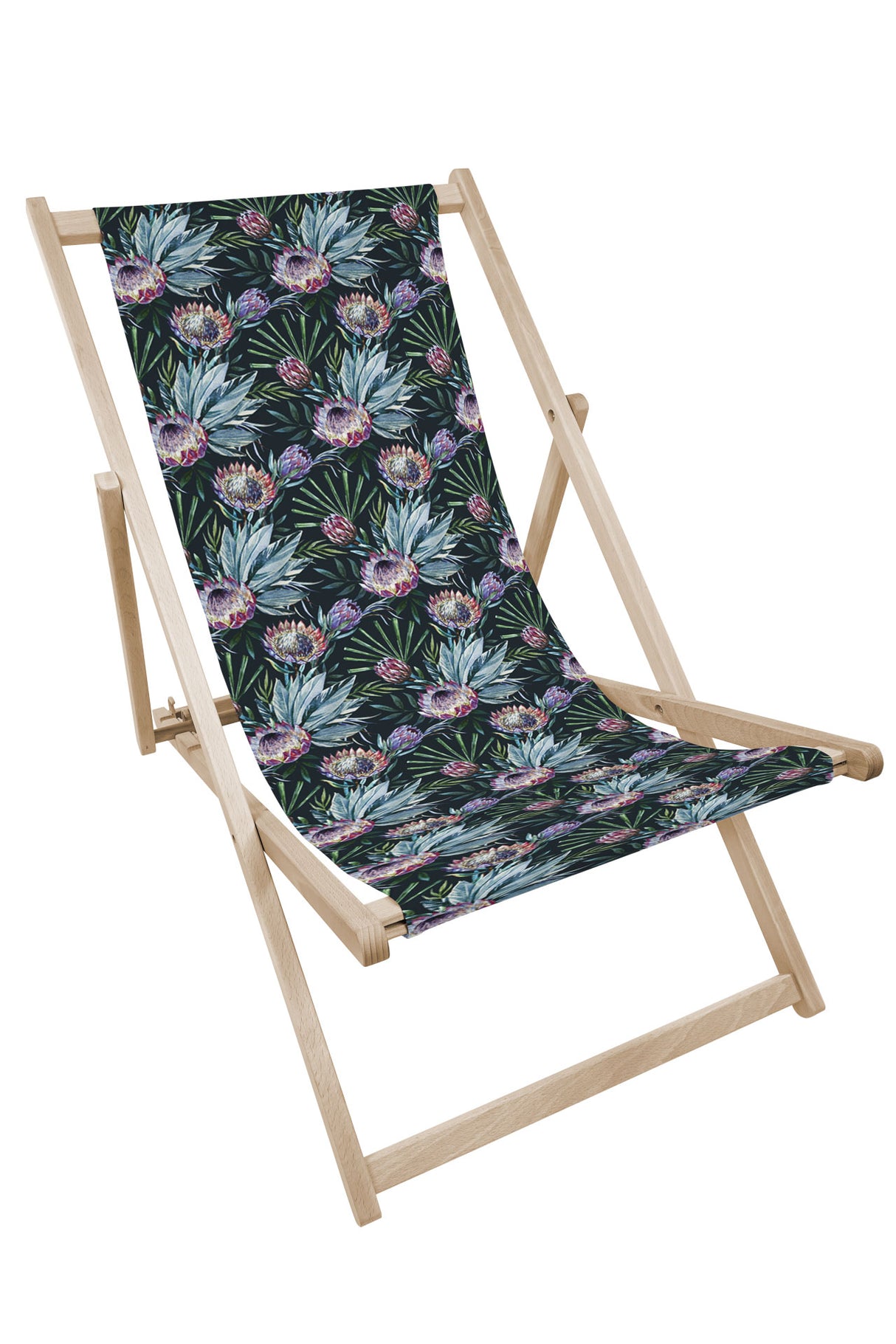 Leżak drewniany z nadrukiem KWIATY I PIÓRA