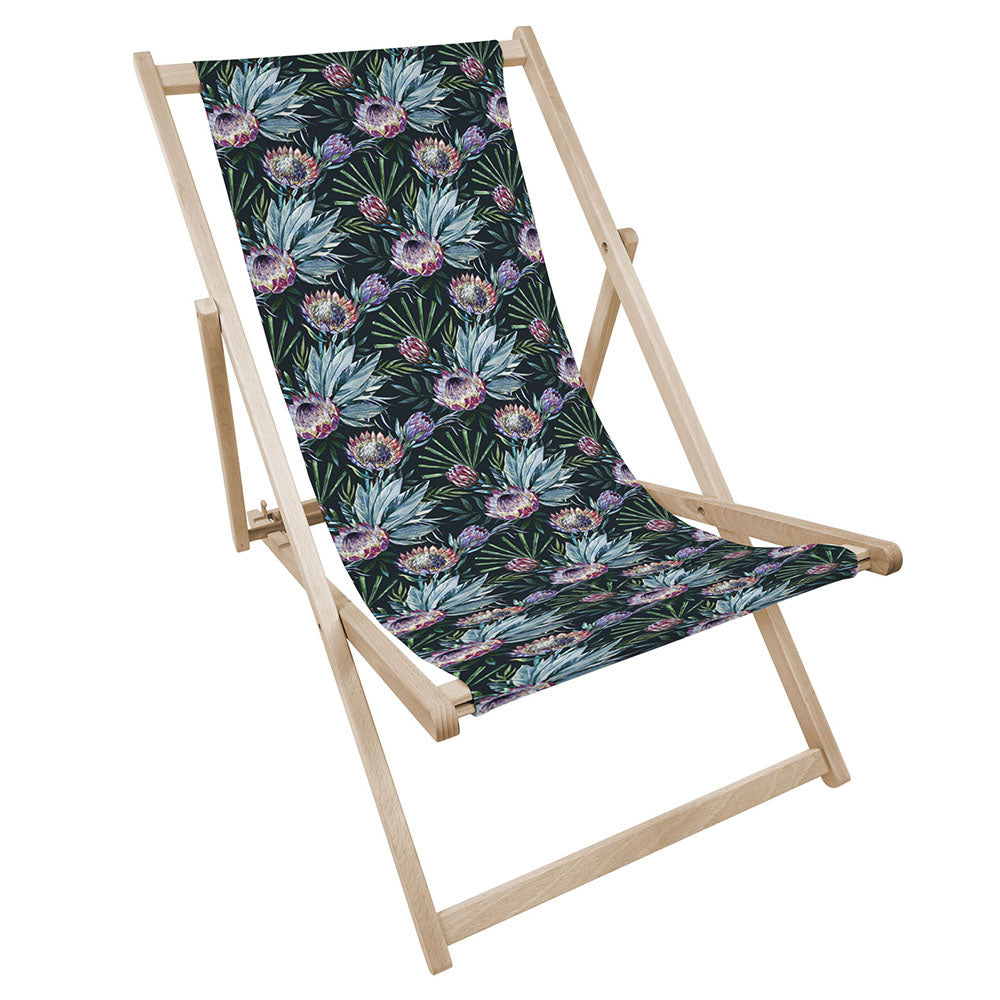 Leżak drewniany z nadrukiem KWIATY I PIÓRA