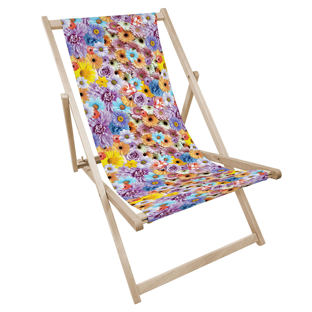 Leżak drewniany z nadrukiem KWIATY Z NIEZAPOMINAJKAMI