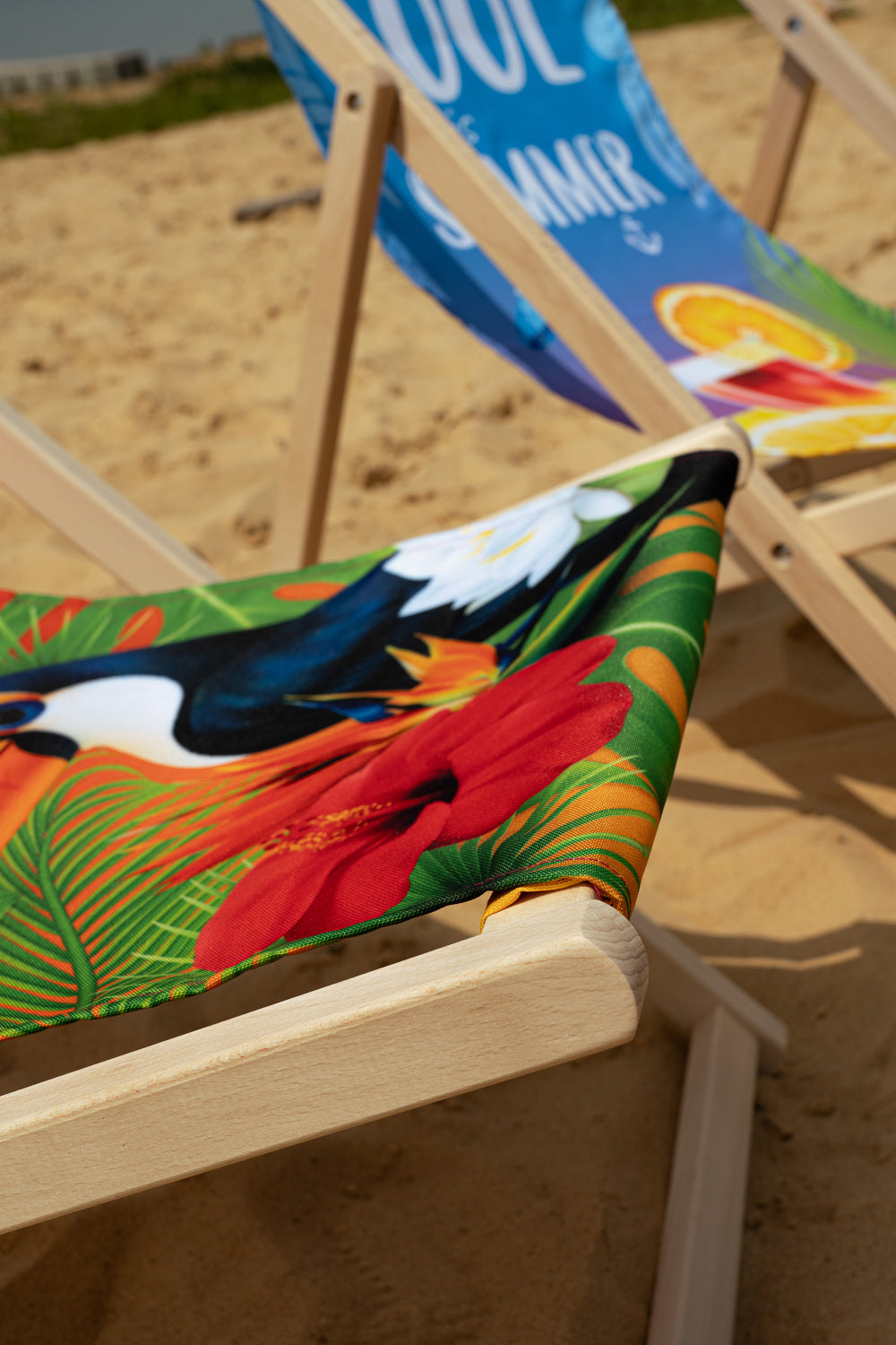 Leżak drewniany z nadrukiem COOL SUMMER