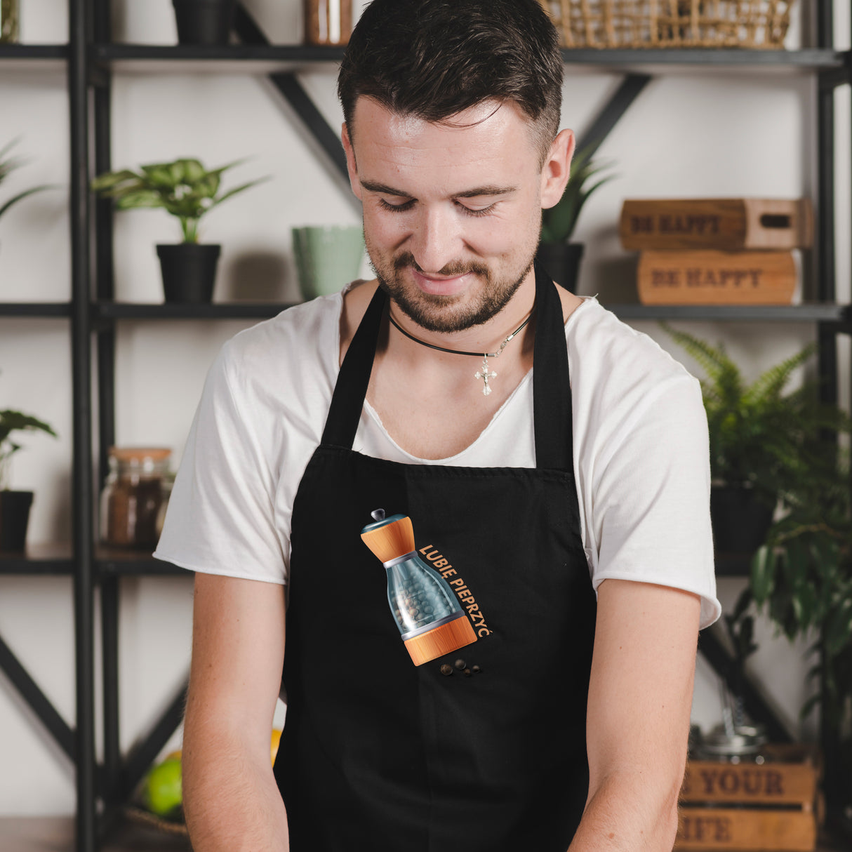 Fartuch kuchenny bawełniany LUBIĘ PIEPRZYĆ