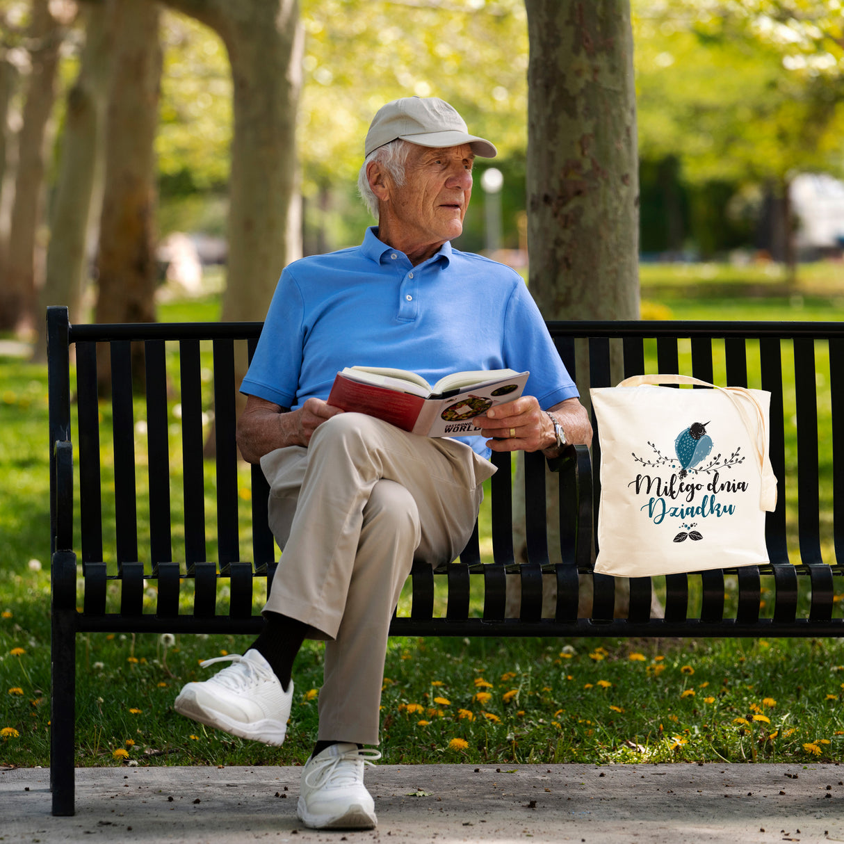 Zestaw Torba bawełniana,Kubek,Poduszka Miłego Dnia Dziadku Prezent na Dzień Dziadka