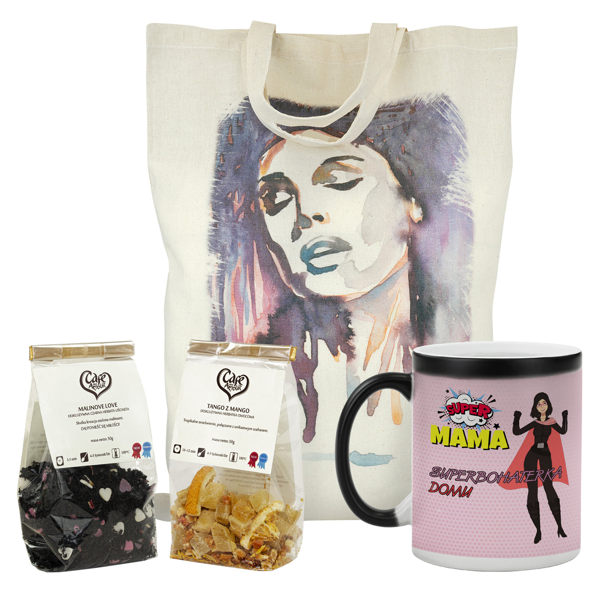 Zestaw prezentowy na Dzień Matki - kubek torba herbata
