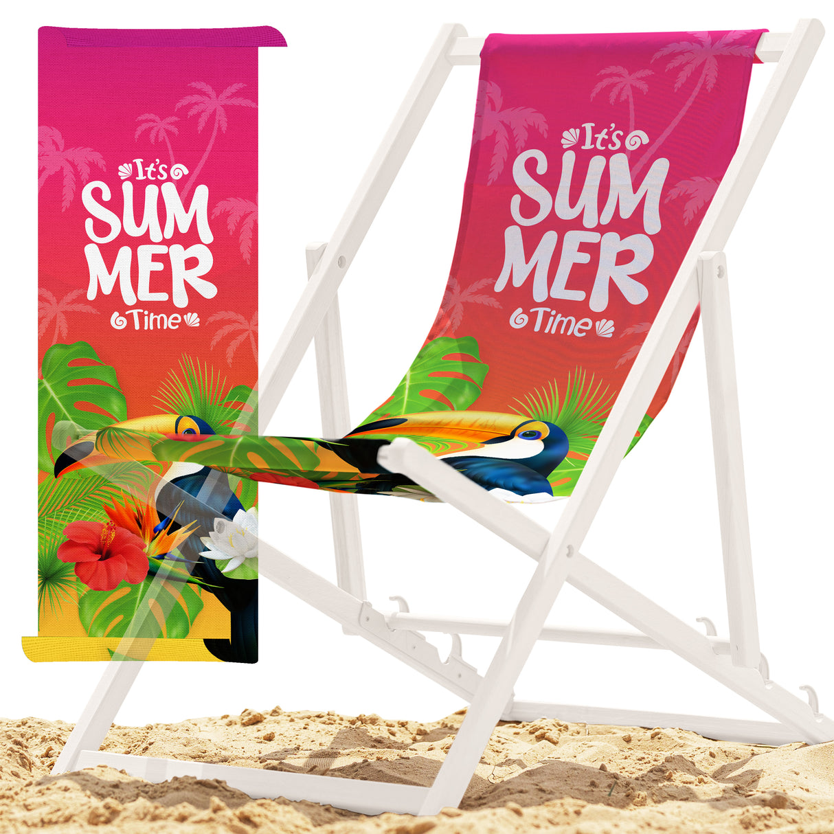 Leżak drewniany z nadrukiem SUMMER