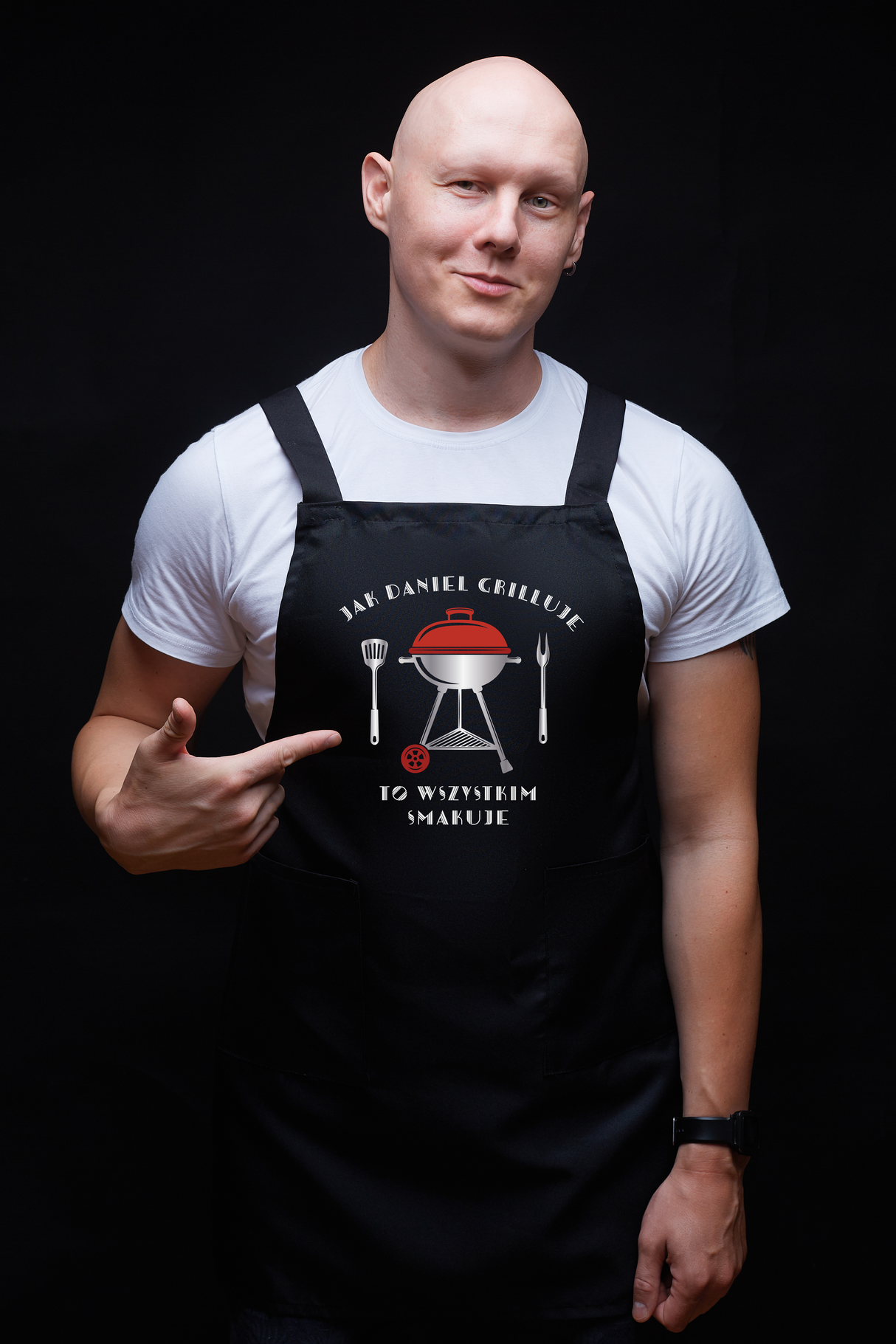 Fartuch kuchenny bawełniany JAK ,,IMIĘ" GRILLUJE TO WSZYTKO SMAKUJE