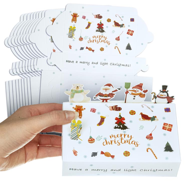 Pudełka świąteczne Mikołaj Bałwan Miś Pingwin 10szt.