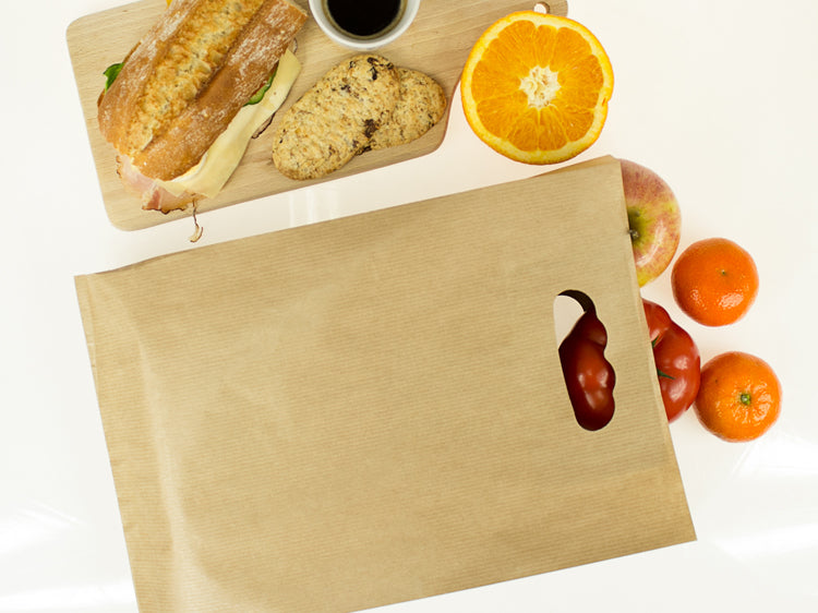 Torba fałdowa z wyciętym uchwytem 260x80x405mm Brązowa 25szt.