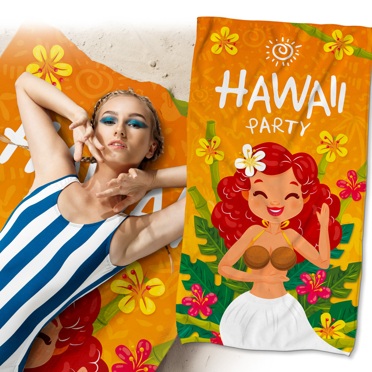Szybkoschnący Ręcznik Plażowy HAWAII PARTY 150x80 cm