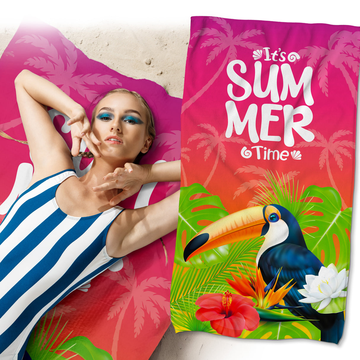 Szybkoschnący Ręcznik Plażowy IT'S SUMMER TIME 150x80 cm