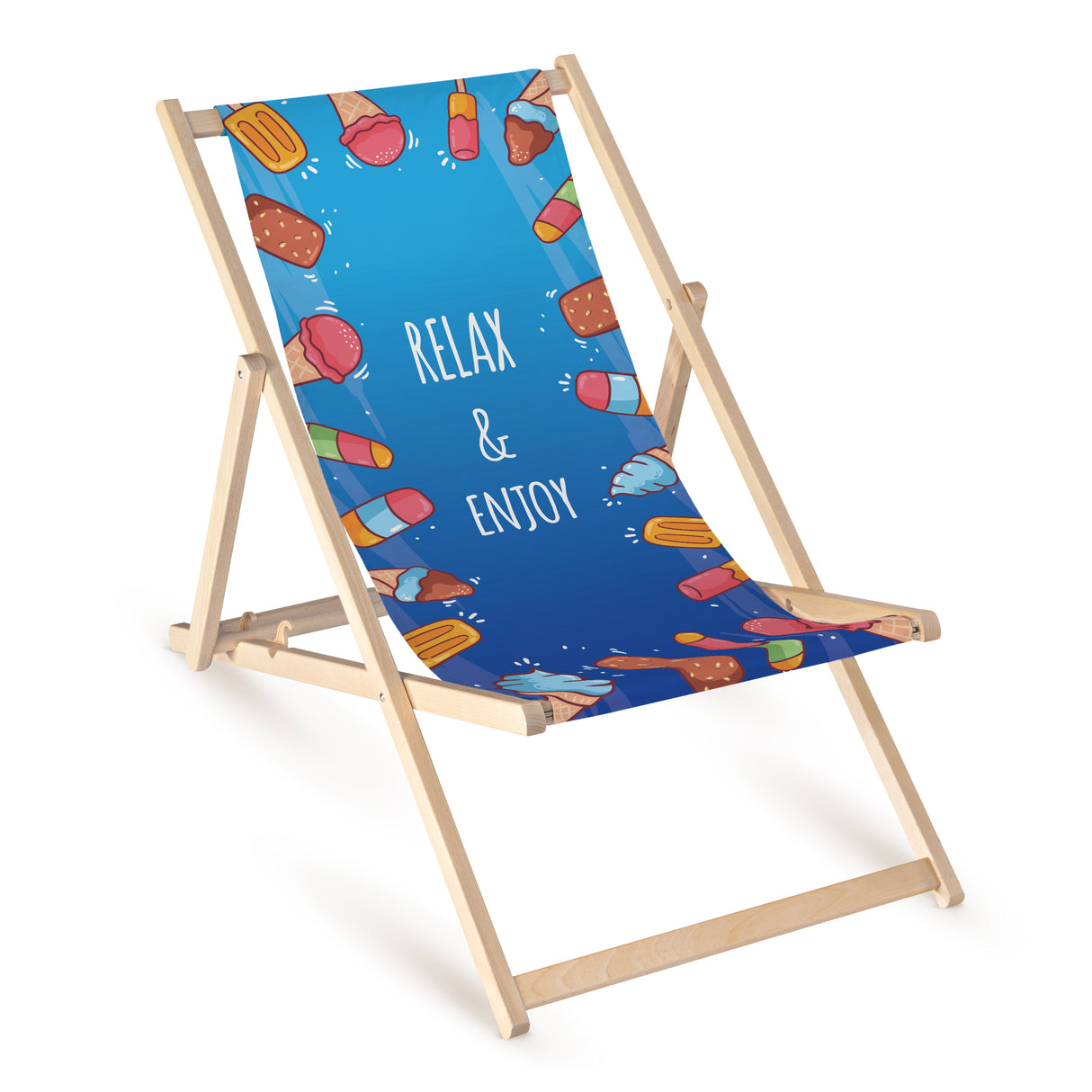 Leżak drewniany z nadrukiem RELAX & ENJOY