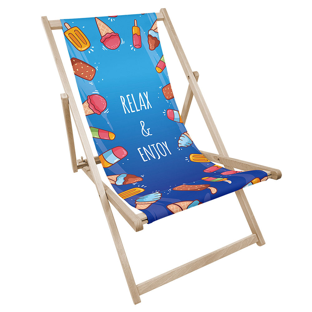 Leżak drewniany z nadrukiem RELAX & ENJOY