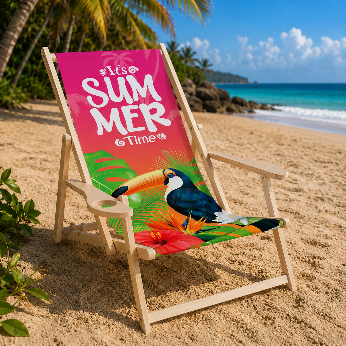 Leżak drewniany z podłokietnikiem SUMMER VIBE