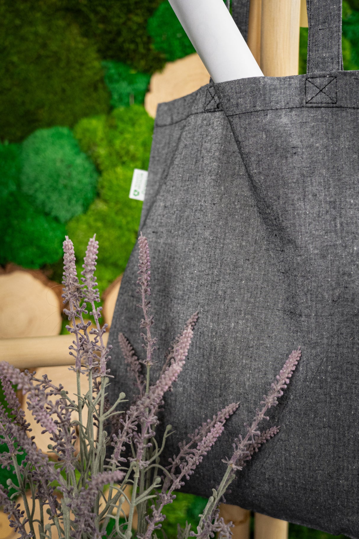 Torba bawełniana 380x420mm Szara melanżowa Uchwyt: 70cm