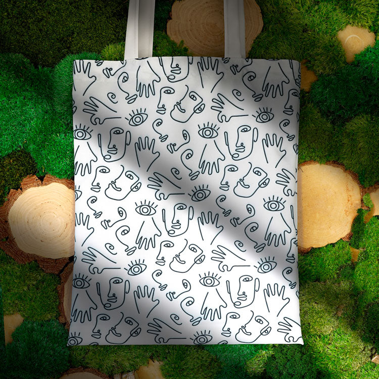 Torba bawełniana 350x450mm LINEARNE TWARZE BIAŁA