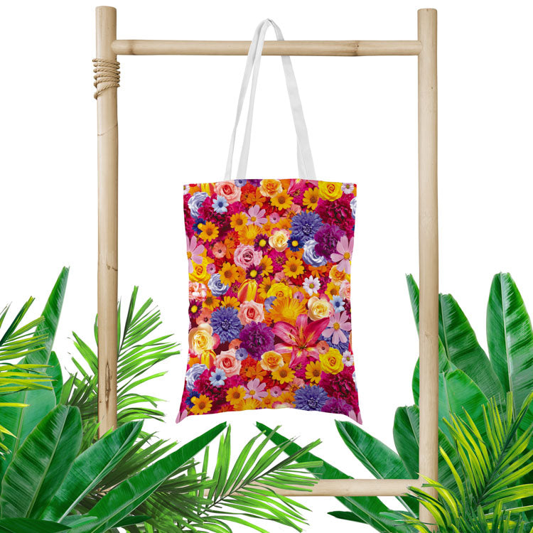 Torba bawełniana 350x450mm KWIATY RÓŻOWA LILIA