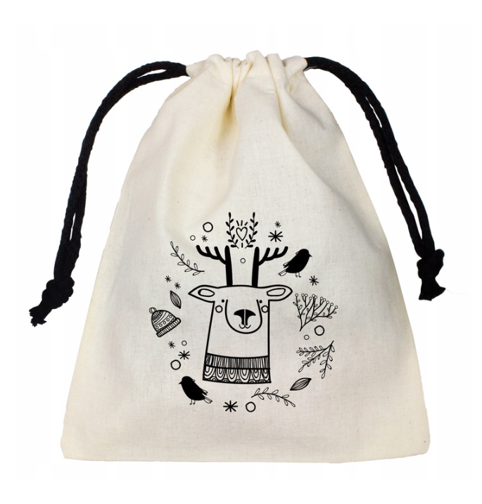 Woreczek bawełniany 10x15cm Ecru Renifer