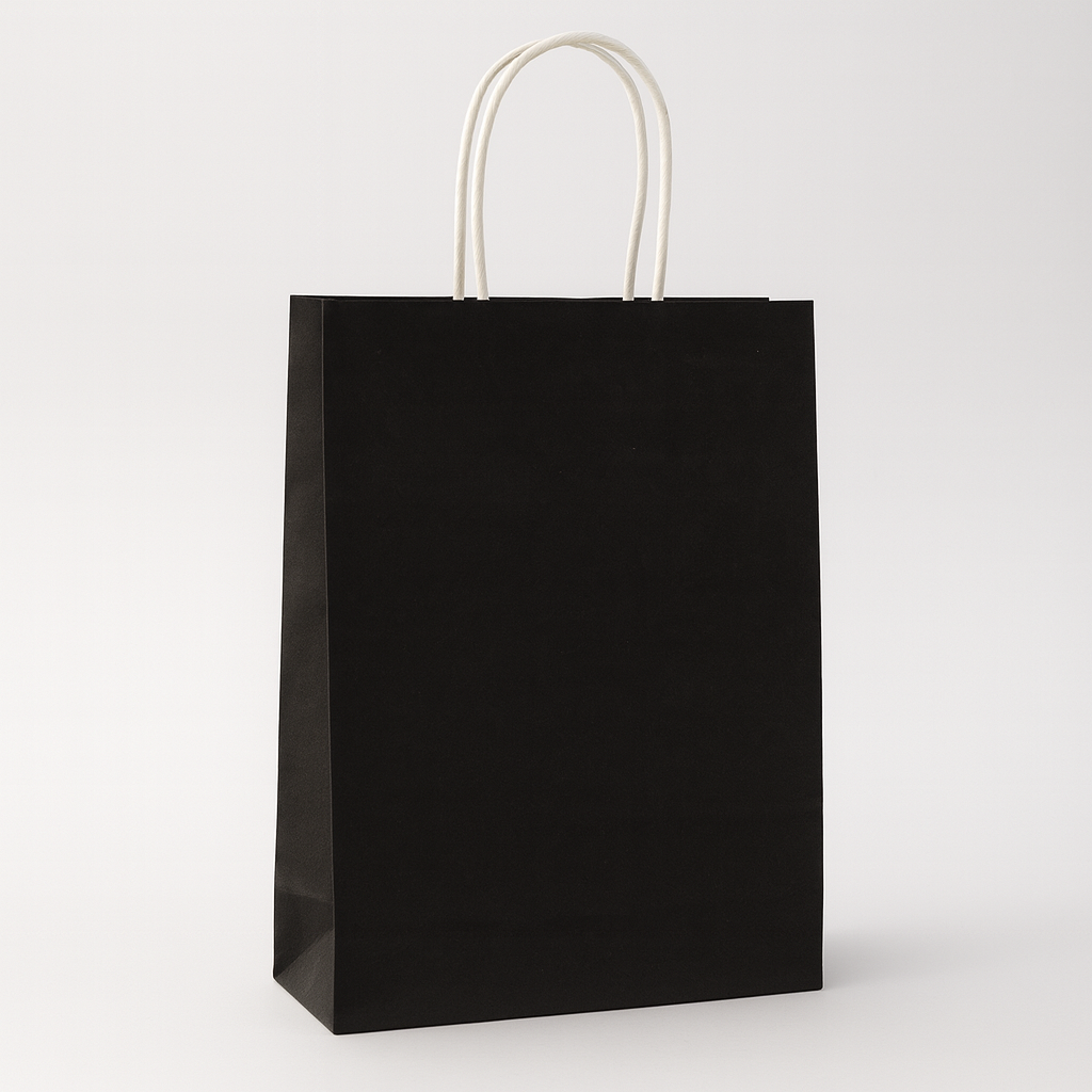 Torba papierowa z uchwytem skręcanym 240x100x340mm Czarna Premium