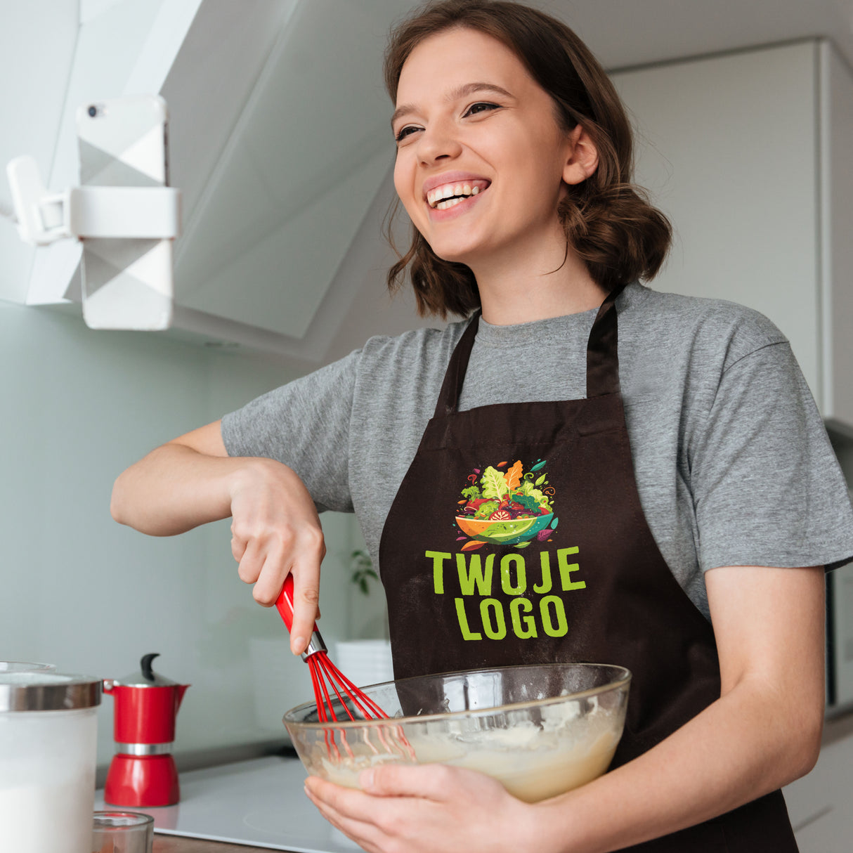 Fartuch kuchenny z własnym nadrukiem CZARNY