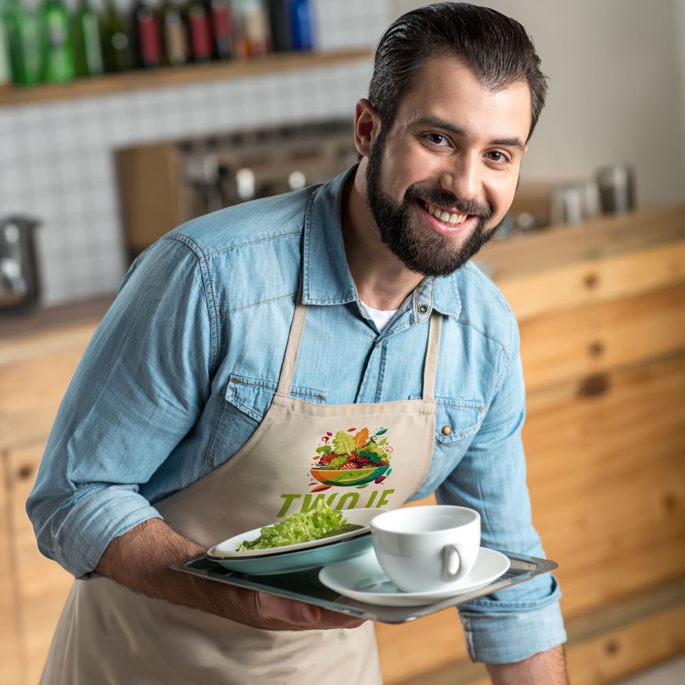 Fartuch kuchenny z własnym nadrukiem Ecru