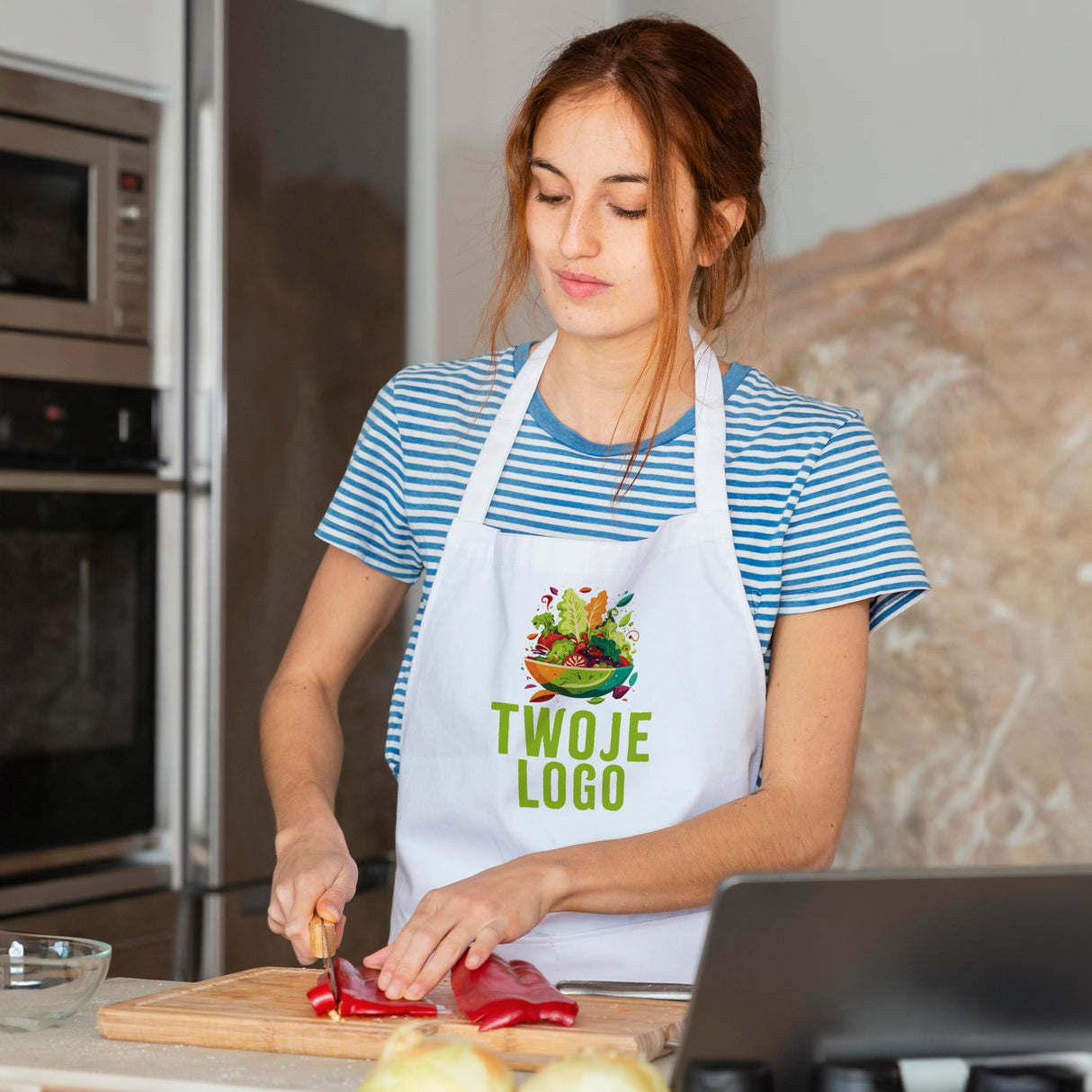 Fartuch bawełniany z własnym nadrukiem Biały