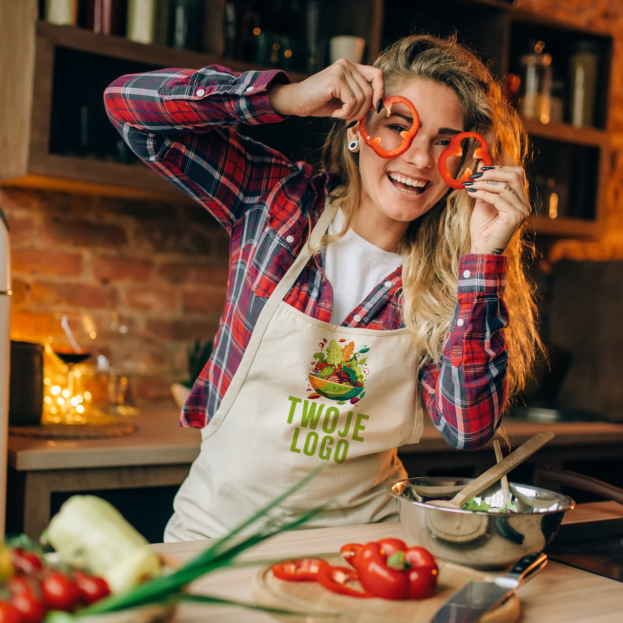 Fartuch kuchenny z własnym nadrukiem Ecru