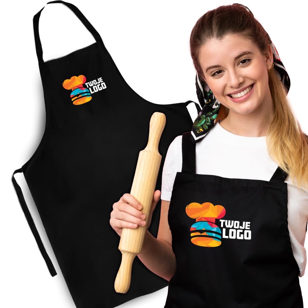 Fartuch kuchenny z własnym nadrukiem CZARNY