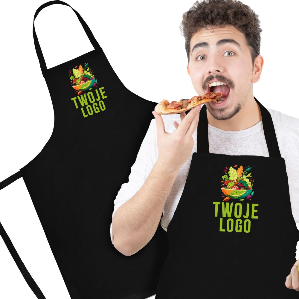 Fartuch kuchenny z własnym nadrukiem CZARNY