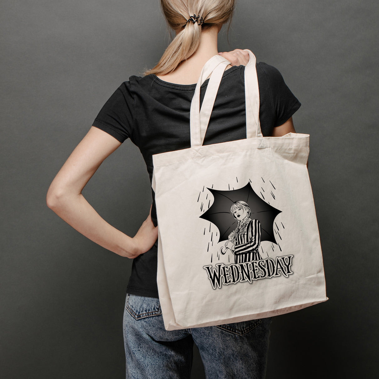 Torba bawełniana WEDNESDAY ADDAMS CZARNO BIAŁA ECRU