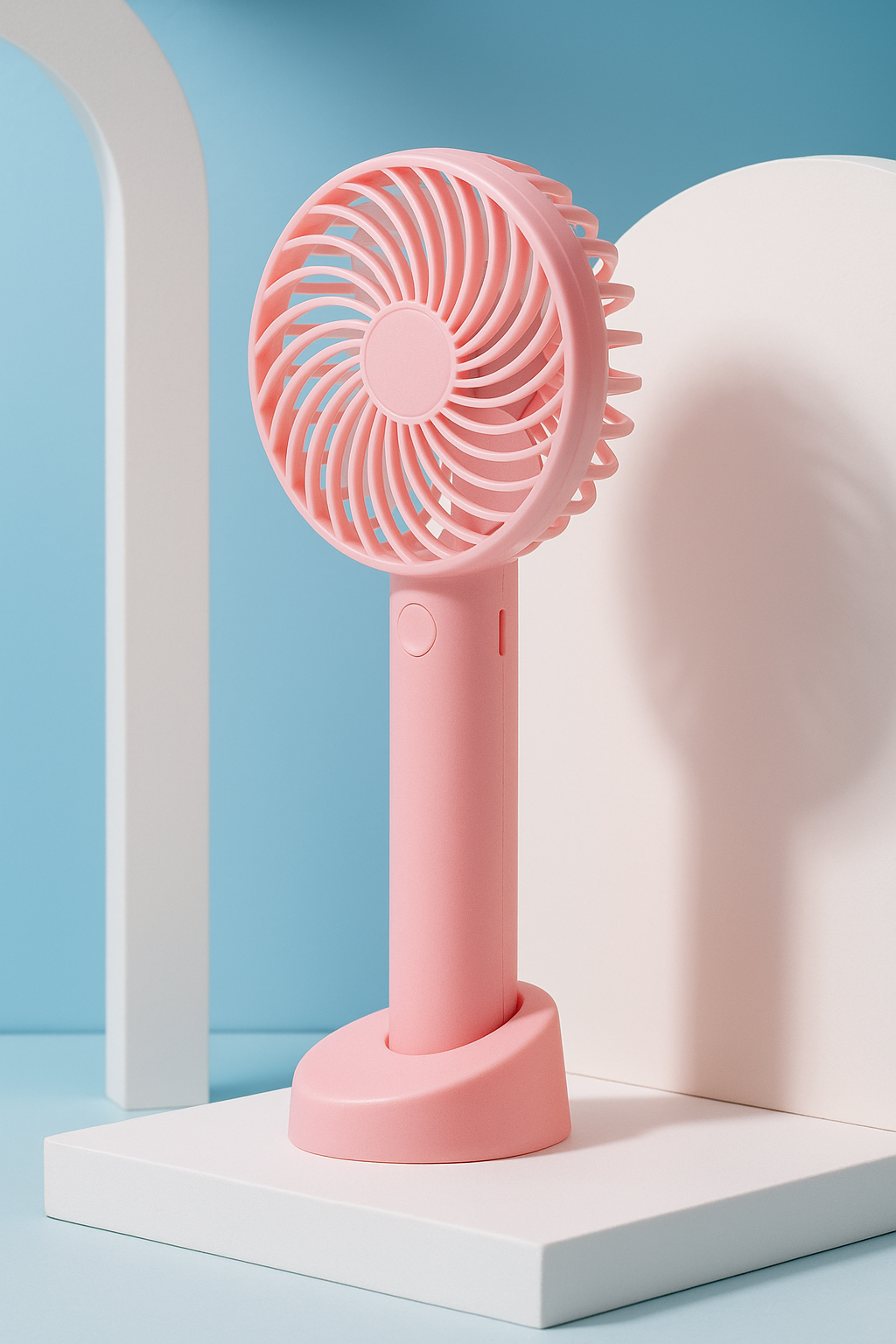 Różowy mini przenośny wiatraczek USB