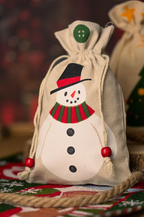 Woreczki bawełniane 140x225mm z motywem świątecznym