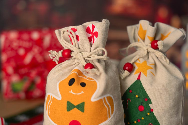 Woreczki bawełniane 140x225mm z motywem świątecznym