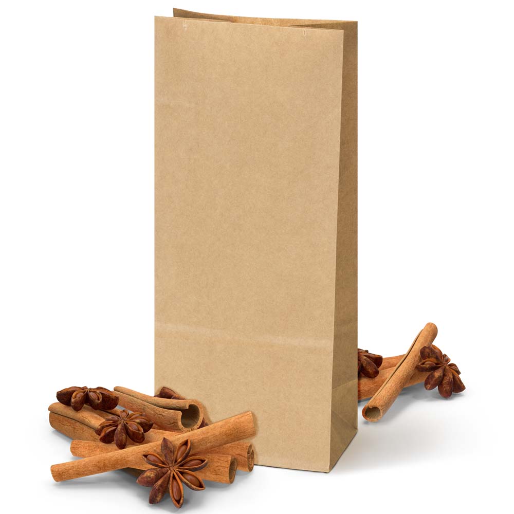 Torba papierowa klockowa 80x65x190mm Brązowa 1000szt