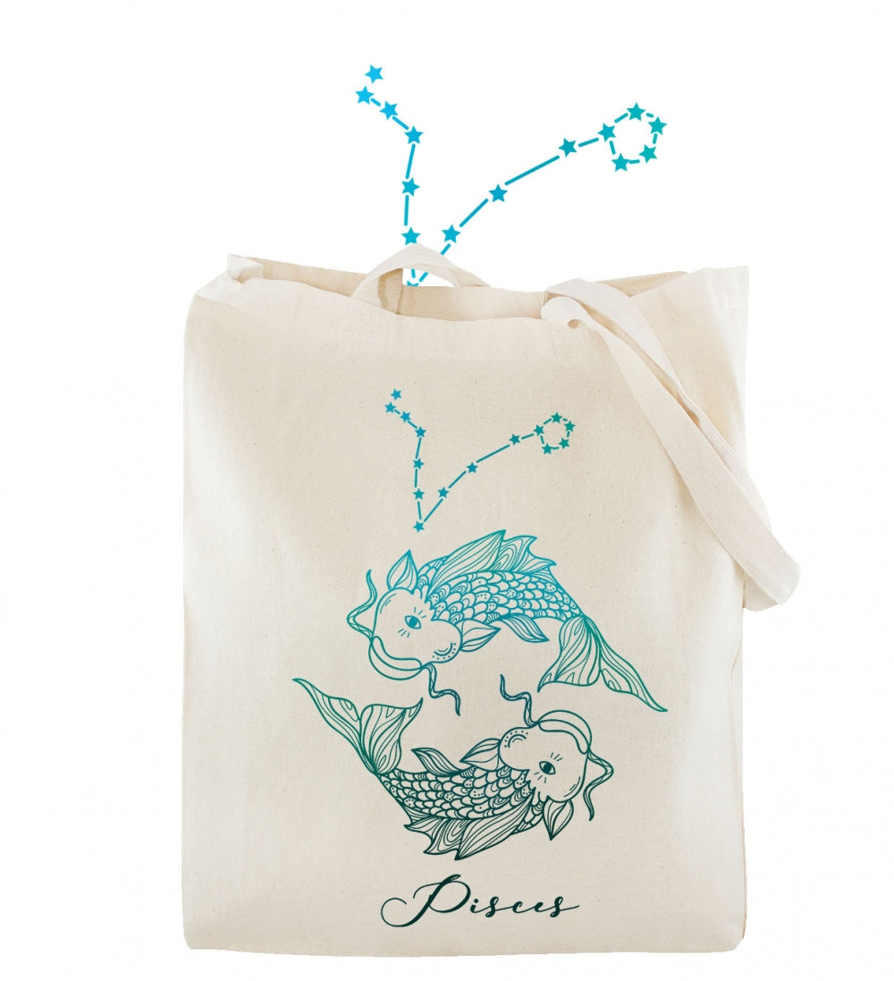 Torba bawełniana z nadrukiem Ecru RYBY