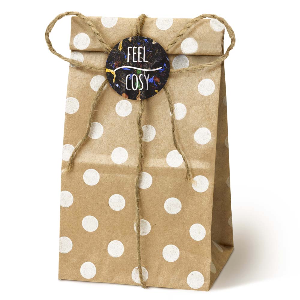 Torba papierowa klockowa 80x65x190mm w kropki Brązowa