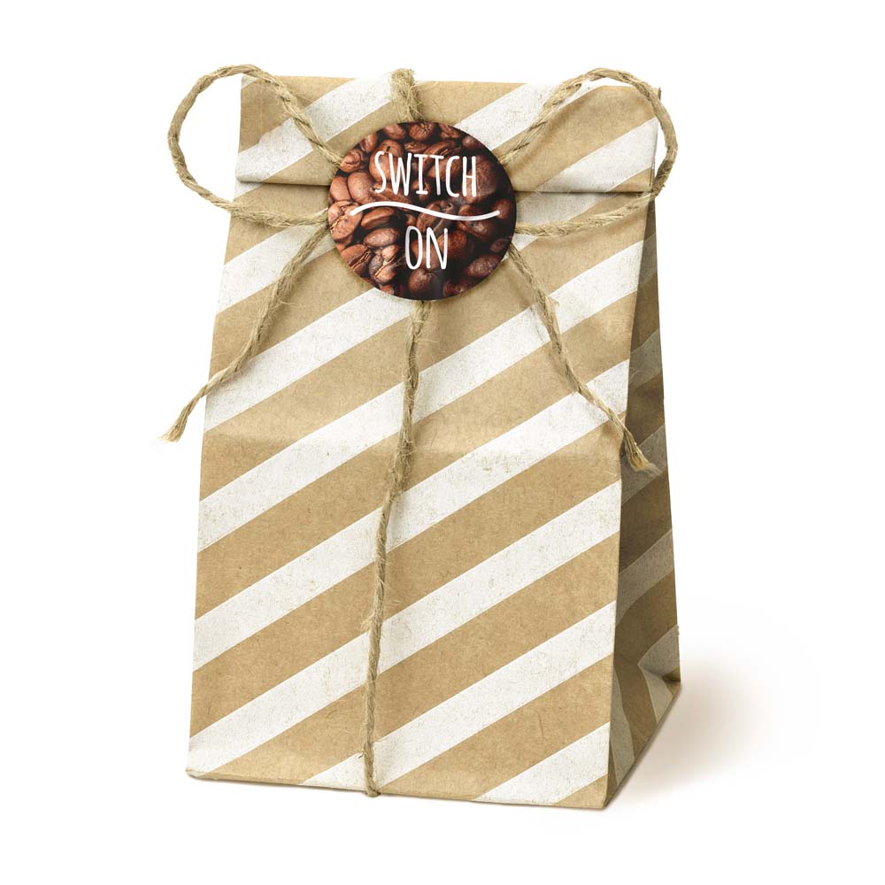 Torba papierowa klockowa 80x65x190mm w paski Brązowa