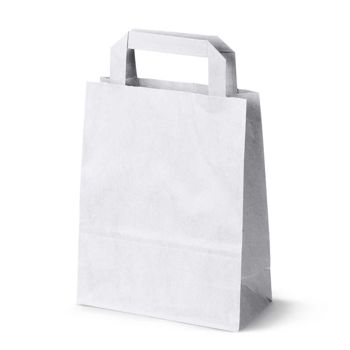 Torba papierowa z uchwytem płaskim 180x80x230mm Biała