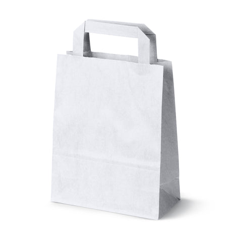 Torba papierowa z uchwytem płaskim 180x80x230mm Biała
