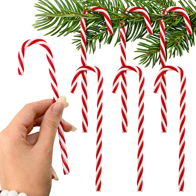 Świąteczne laski na choinkę Czerwono-białe 6 szt.