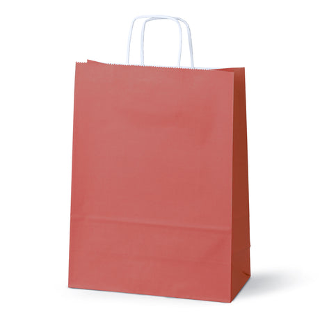 Torba Papierowa z Uchwytem Skręcanym 240x100x320mm Czerwona Biały