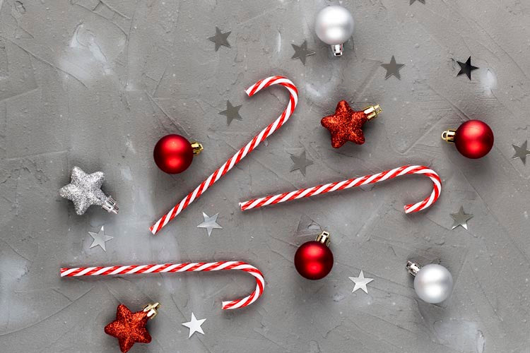 Świąteczne laski na choinkę Czerwono-białe 6 szt.