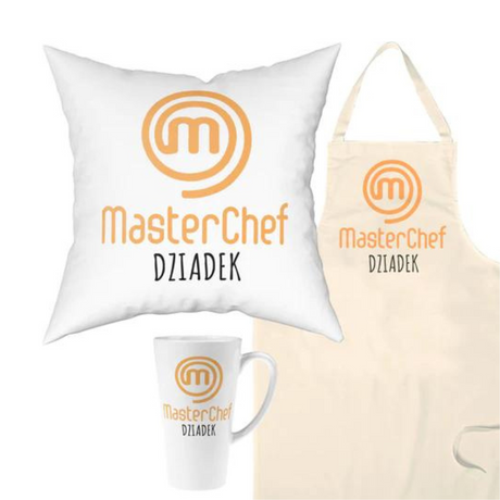 Zestaw Fartuch,Kubek,Poduszka Dziadek Masterchef Prezent na Dzień Dziadka