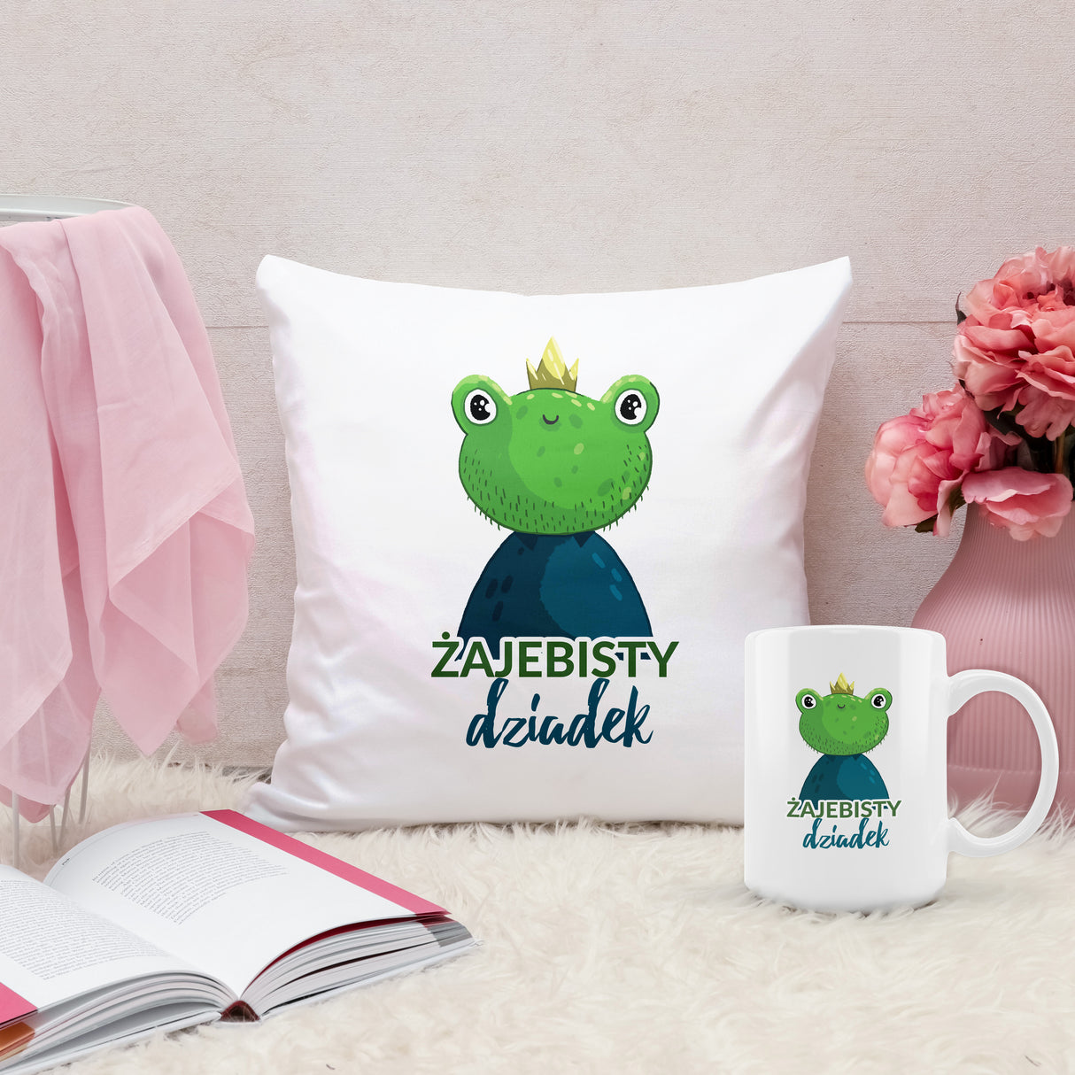 Zestaw Poduszka Kubek Żajebisty dziadek Prezent na Dzień Dziadka