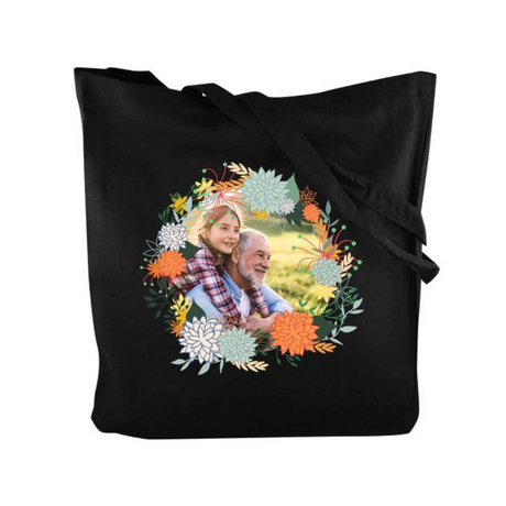 Torba Bawełniana personalizowana ze zdjęciem Prezent na dzień babci Czarna